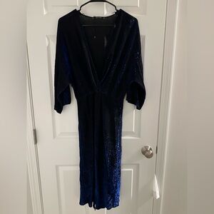 Zara Midnight Blue Shimmer Midi Dress